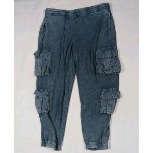 Hard Tail Forever Cargo Jogger Pants Size XXL Waffle Knit Gray Pull On Casual